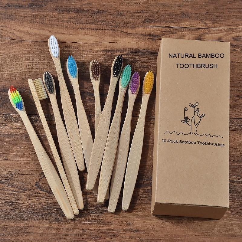 Escova de Bambu Ecológica Biodegradável - Kit com 10 peças - My Store